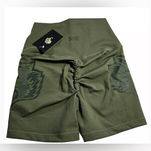 Darc Sport Women’s Olive Green Shorts with Wolf Design